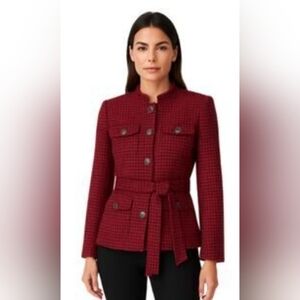 White House Black Market Burgundy Checkered Blazer